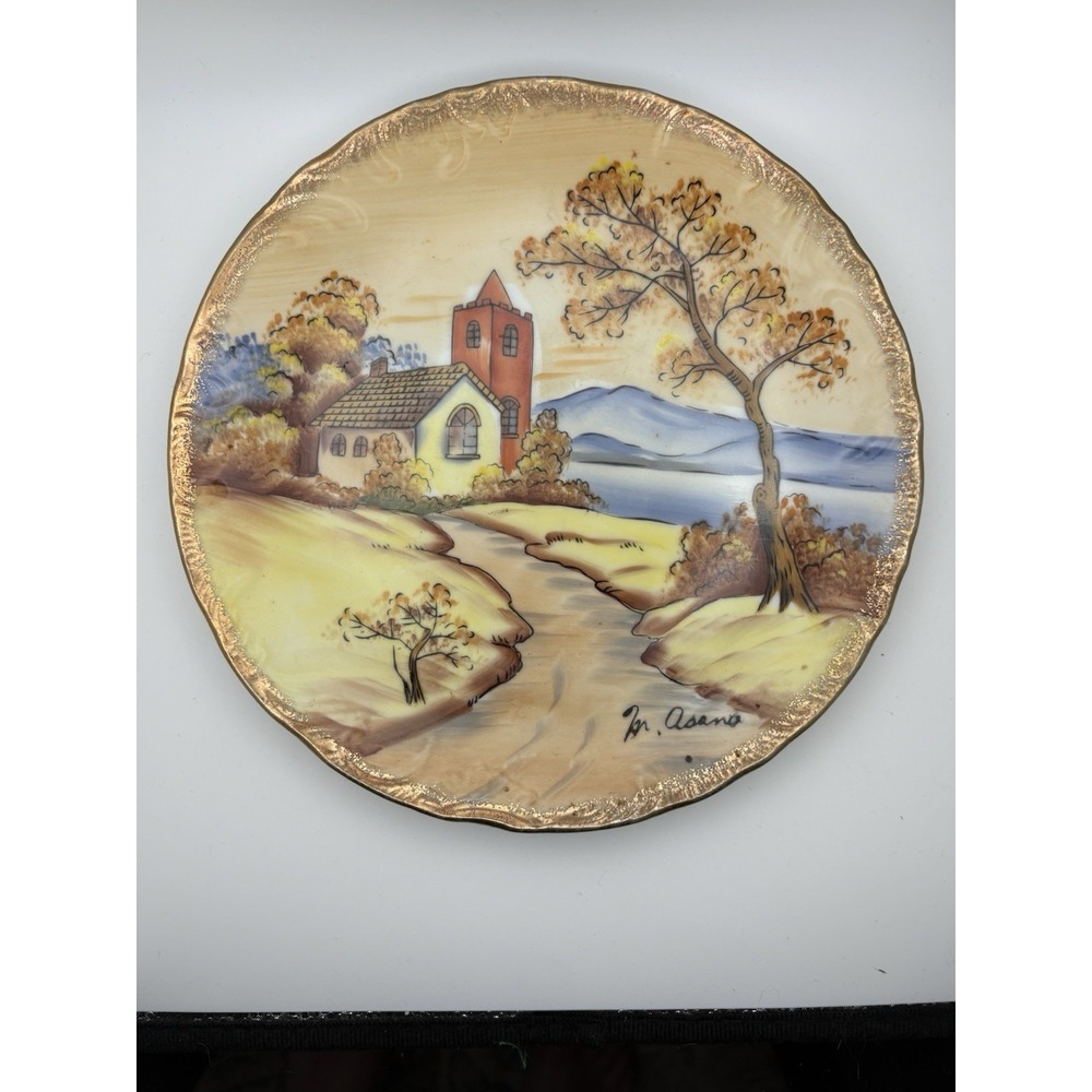 Vintage Norleans Japan Handpainted 8" Plate Signed M. Asano Cottage Ceramic